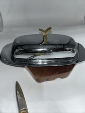 Prato de manteiga coberto MCM aço inoxidável com inserção de vidro muito legal! comprar usado  Enviando para Brazil