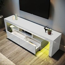 Używany, Nowoczesny minimalistyczny stojak na telewizor z podwójnymi drzwiami i wbudowanym oświetleniem LED - 1,6m / 59 na sprzedaż  Wysyłka do Poland