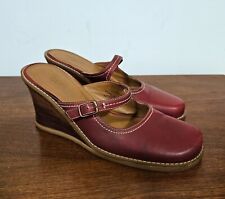 Baixo JENNIFER Couro Vermelho Oxblood Superior Mary Jane Slip On Mule Wedge Tamanho 8M comprar usado  Enviando para Brazil