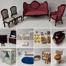 Móveis e acessórios vintage para casa de bonecas banheiro cozinha sala de jantar comprar usado  Enviando para Brazil