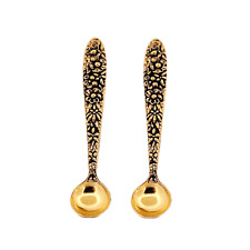 CONJUNTO DE 2 - 18K banhado a ouro em prata esterlina pequena colher de sal/bebê/2,7" comprar usado  Enviando para Brazil