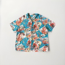 Iolani Męska koszula hawajska Rozmiar XL Kwiatowa Niebieska USA 100% Rayon hula dziewczyna, Owoce na sprzedaż  Wysyłka do Poland