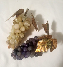 Conjunto/2 cachos de pedra semipreciosa polida uvas latão citrino, ametista comprar usado  Enviando para Brazil