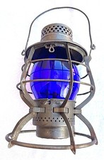 1909 THE ADAMS RAILROAD LANTERN - OREGON SHORT LINE RR --GLOBO AZUL ALTO, usado comprar usado  Enviando para Brazil
