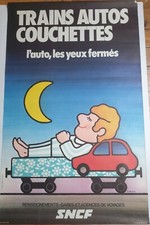Trains Autos Couchettes Pastre 1977 Affiche Originale Chemin de Fer SNCF comprar usado  Enviando para Brazil