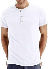 Camiseta masculina Next Henley gola vovô manga curta lisa casual botão top comprar usado  Enviando para Brazil