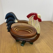 Cesta de madeira dobrável pintada à mão galo pequeno frango dobrável comprar usado  Enviando para Brazil