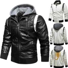 Jaqueta de couro masculina bordada escorpião com capuz couro ecológico motocicleta masculina comprar usado  Enviando para Brazil