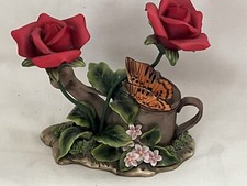 Mariposa y rosas con regadero decoración cerámica-porcelana - EXCELENTE segunda mano  Embacar hacia Mexico
