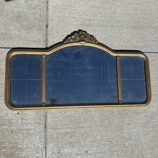 Usado, Painel de vidro gravado antigo com 3 painéis manto buffet espelho moldura de madeira dourada comprar usado  Enviando para Brazil