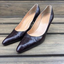 Vicini Itália Salto Alto Croc Feminino tamanho 6 Marrom Biqueira Pontiaguda Bomba Stiletto comprar usado  Enviando para Brazil