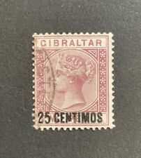 Gibraltar SG 17b 25c Surch marrom roxo 'Broken N' USADO - GATO £ 170 comprar usado  Enviando para Brazil