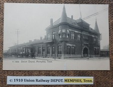 c: 1910 Union Railway DEPOT. Cartão postal MEMPHIS, Tennessee #A16432 LITHO B/W ALEMANHA comprar usado  Enviando para Brazil