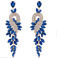 Glamorous Blue Crystal & Rhinestone Dangle Earrings- Wedding, Parties, Prom comprar usado Glamorous Blue Crystal & Rhinestone Dangle Earrings- Wedding, Parties, Prom comprar usado  Enviando para Brazil