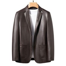 Jaqueta masculina casual couro de ovelha natural terno fina primavera e outono jaquetas finas comprar usado  Enviando para Brazil
