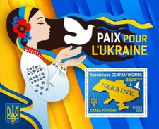 Folha de selos de guerra PEACE FOR UKRAINE Dove/Slava Ukraini/Ucrânia 2022 África Central comprar usado  Enviando para Brazil