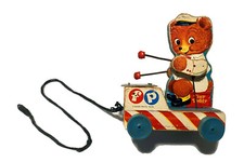 Używany, Vintage 1958 Fisher Price Drewniany ksylofon Mały miś Zabawka do ciągnięcia #636 Made In USA na sprzedaż  Wysyłka do Poland