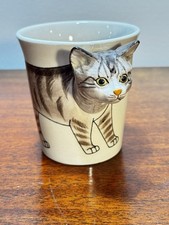 Usado, Caneca gato gatinho malhado 3D cabo de cabeça pintada à mão comprar usado  Enviando para Brazil