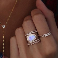 Antigo 14K Rosa Ouro/Prata irregular Natural Selenita Casamento Anel tamanho 5-10, usado comprar usado  Enviando para Brazil