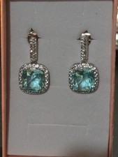 Brincos pendentes de topázio azul/aqua e branco Bomb Party  comprar usado  Enviando para Brazil