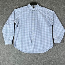 Camisa masculina Ralph Lauren XL ajuste clássico manga longa azul xadrez botão para baixo, usado comprar usado  Enviando para Brazil