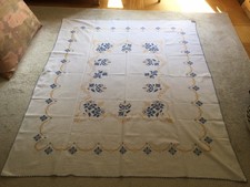 Tischdecke handgestickt weiß gebraucht kaufen  Homburg