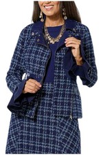 Usado, Jaqueta de Moto Christian Siriano Feminina Tweed e Couro Sintético Azul comprar usado  Enviando para Brazil