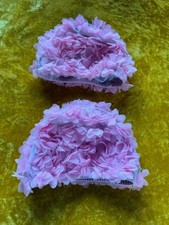 frete grátis - 2 bonés de banho de tecido pétala rosa combinando "estilo retrô", usado comprar usado  Enviando para Brazil