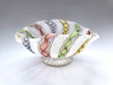 Tigela de pedestal de vidro arte letticina com fita de Murano veneziana comprar usado  Enviando para Brazil