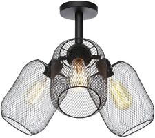 Usado, Candelabro industrial gaiola de metal preto pingente 3 luzes base luminária E26 comprar usado  Enviando para Brazil