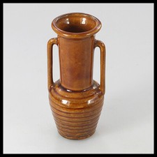 antyczny mały mini brązowy ceramiczny wazon kwiatowy fajans butelka na sprzedaż  PL