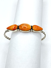 Pulseira de arame torcido esterlina laranja ostra espinhosa feita à mão Navajo Sadie Jim comprar usado  Enviando para Brazil