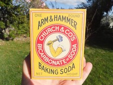 Caixa lacrada completa de bicarbonato de sódio Arm & Hammer Church & Co.'s One Pound pré 1943 comprar usado  Enviando para Brazil