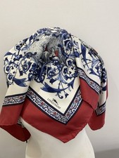 Usado, Cachecol de seda S49#Longchamp vermelho azul barroco estampa de cavalo vintage França 34 polegadas comprar usado  Enviando para Brazil