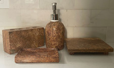 Suporte para escova de dentes pedra travertino bomba de sabão acessório de banheiro mármore Frenchtex comprar usado  Enviando para Brazil