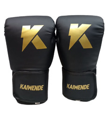 Luvas de boxe KAIWENDE 14 oz Muay Thai, treinamento de luta de kickboxing preto e dourado, usado comprar usado  Enviando para Brazil