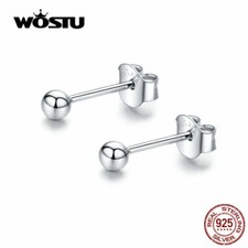 925 Sterling Silver Brincos Stud Prata Bola pequena orelha com tarraxa Mulheres estilo simples comprar usado  Enviando para Brazil