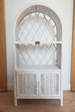 Wiklinowa szafka etażerka biała z drzwiczkami, regał komoda z ratanu 50x27x100cm na sprzedaż  PL