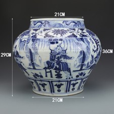 14.4 "Velha Dinastia Chinesa" Dinastia Yuan História Azul e Branco Frasco Grande Vasos comprar usado  Enviando para Brazil