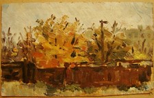 Cerca de madeira fazenda impressionismo pintura a óleo soviética ucraniana URSS comprar usado  Enviando para Brazil