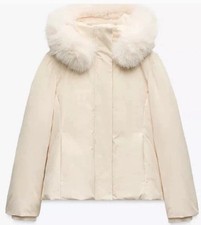 Zara Damska ZW Collection Kurtka puchowa z kapturem Ecru Rozmiar M Ref 7627/71 £139  na sprzedaż  Wysyłka do Poland