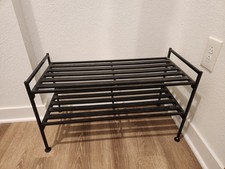 Sapateira de metal, organizador de sapatos de 2 camadas, prateleira de armazenamento de sapatos preta, usado comprar usado  Enviando para Brazil