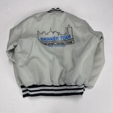 Jaqueta BOMBER Vintage Adulto XL Cinza Claro Gráfica Dupla Face Edifício Detroit, usado comprar usado  Enviando para Brazil