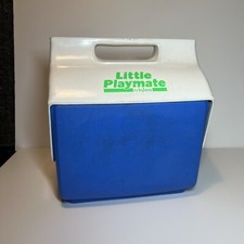 Refrigerador pessoal vintage Little Playmate azul e branco por Igloo feito nos EUA comprar usado  Enviando para Brazil