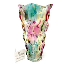 Lindo vaso de vidro de Murano arte italiana lóbulo de vidro com etiqueta de cartão autêntica comprar usado  Enviando para Brazil