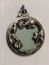 Pendentif Porte Photo Mémento Mori Art Nouveau Fleur Métal Argenté 5,3 g comprar usado  Enviando para Brazil
