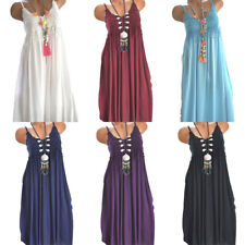 Vestido de praia feminino boho com tiras verão férias gola V cami swing vestido de verão comprar usado  Enviando para Brazil
