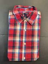 Camisa masculina Gap grande vermelha xadrez algodão casual botão para baixo manga longa ajuste clássico comprar usado  Enviando para Brazil
