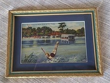 FRAMED Fosco Para 5x7 Vintage Florida Silver Springs Pinup Nadador Decoração Costeira  comprar usado  Enviando para Brazil