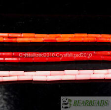 Piedras preciosas de coral natural cuentas de tubo redondas de 3 mm x 7 mm 16" hebra rojo naranja rosa segunda mano  Embacar hacia Argentina